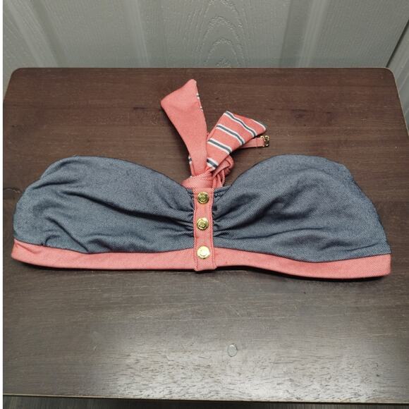 Tommy Hilfiger NWT Size Medium Core Navy Bandeau Swimsuit Strapless Bikini Top - Picture 1 of 5